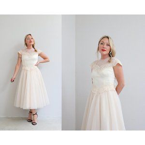 1950's William Cahill Blush Wedding Dress // Women's Double Extra Small to XS